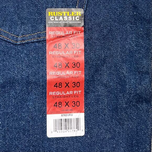 Rustler Classic jeans men’s 48x30 regular fit straight leg NWT dark wash - Picture 6 of 7